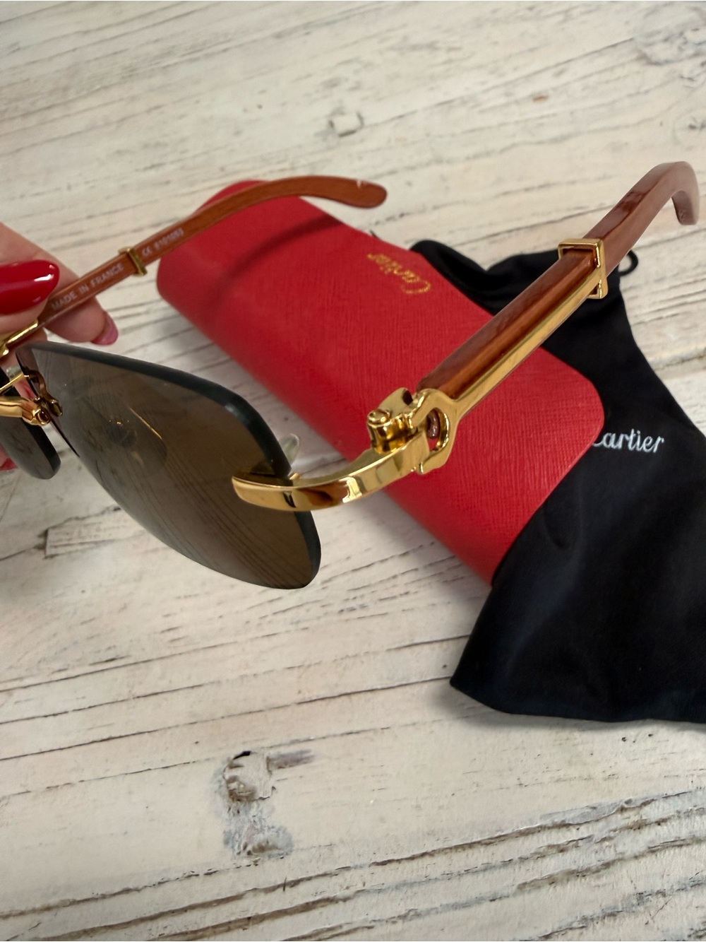 Cartier Gold and wood sunglasses Authentic - Picture 12 of 14